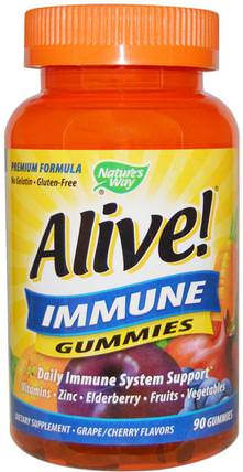 Alive! Immune Gummies, Fruit Flavors, 90 Gummies by Natures Way, 補品，健康，免疫支持 HK 香港