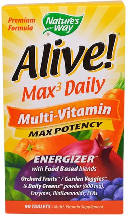 Alive!, Max3 Daily, Multi-Vitamin, 90 Tablets by Natures Way, 維生素，男性多種維生素 HK 香港