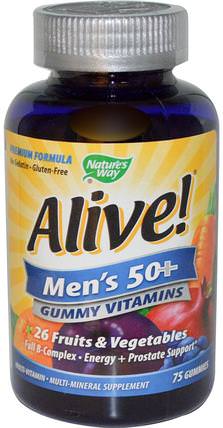 Alive! Mens 50+ Multi-Vitamin Multi-Mineral, 75 Gummies by Natures Way, 維生素，男性多種維生素 HK 香港