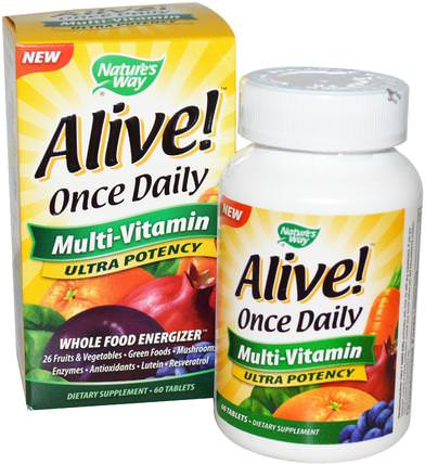 Alive!, Once Daily, Multi-Vitamin, 60 Tablets by Natures Way, 維生素，多種維生素 HK 香港