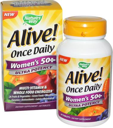 Alive! Once Daily, Womens 50+ Multi-Vitamin, 60 Tablets by Natures Way, 維生素，女性多種維生素 HK 香港