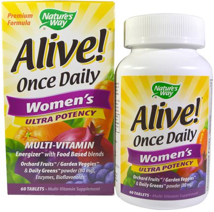 Alive! Once Daily Womens Ultra Potency Multi-Vitamin, 60 Tablets by Natures Way, 維生素，女性多種維生素 HK 香港