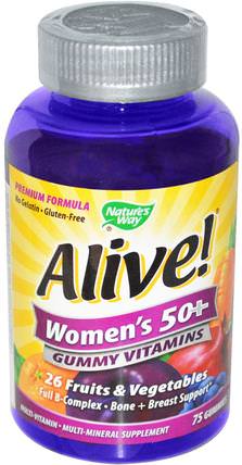 Alive! Womens 50+ Gummy Vitamins, 75 Gummies by Natures Way, 維生素，女性多種維生素 HK 香港