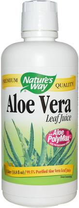 Aloe Vera, Leaf Juice, 33.8 fl oz (1 Liter) by Natures Way, 補充劑，蘆薈 HK 香港