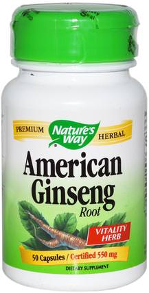 American Ginseng Root, 550 mg, 50 Capsules by Natures Way, 健康，感冒流感和病毒，人參，補品 HK 香港