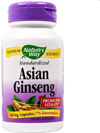 Asian Ginseng, Standardized, 60 Veggie Caps by Natures Way, 健康，感冒流感和病毒，人參，補品 HK 香港