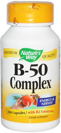 B-50 Complex, 100 Capsules by Natures Way, 維生素，維生素b複合物，維生素b複合物50 HK 香港