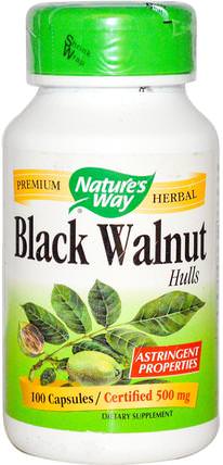 Black Walnut, Hulls, 500 mg, 100 Capsules by Natures Way, 補品，草藥 HK 香港
