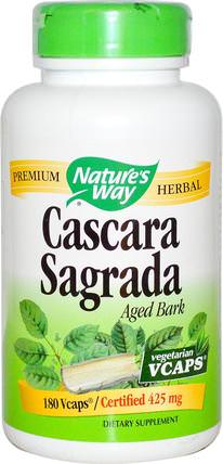 Cascara Sagrada, Aged Bark, 425 mg, 180 Veggie Caps by Natures Way, 補品，草藥 HK 香港