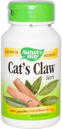 Cats Claw Bark, 485 mg, 100 Capsules by Natures Way, 補品，草藥，貓爪（ua de gato） HK 香港