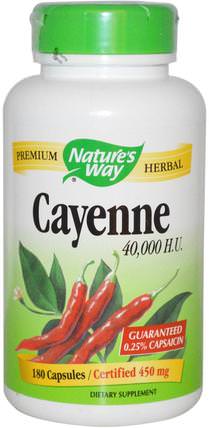 Cayenne, 450 mg, 180 Capsules by Natures Way, 補品，草藥 HK 香港