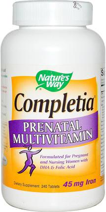 Completia Prenatal Multivitamin, 240 Tablets by Natures Way, 維生素，產前多種維生素 HK 香港
