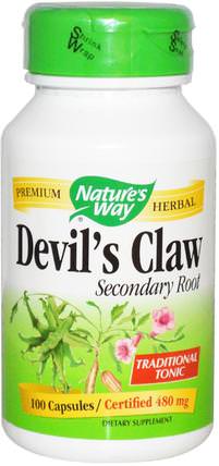 Devils Claw, Secondary Root, 480 mg, 100 Capsules by Natures Way, 健康，炎症，惡魔爪 HK 香港