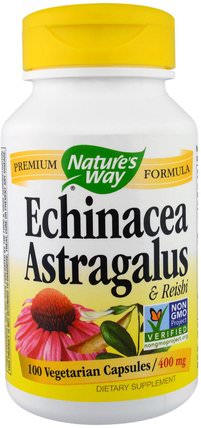Echinacea Astragalus & Reishi, 400 mg, 100 Veggie Caps by Natures Way, 補充劑，抗生素 HK 香港