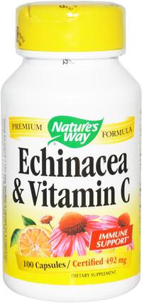 Echinacea & Vitamin C, 492 mg, 100 Capsules by Natures Way, 維生素，維生素c，補充劑 HK 香港