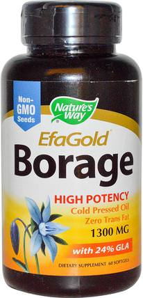 EFAGold, Borage, 1300 mg, 60 Softgels by Natures Way, 補充劑，efa omega 3 6 9（epa dha），dha，epa HK 香港