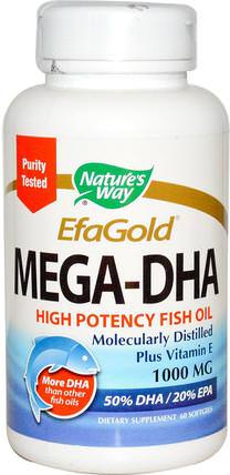 EfaGold, Mega-DHA, 1000 mg, 60 Softgels by Natures Way, 補充劑，efa omega 3 6 9（epa dha），dha，epa HK 香港