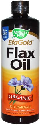 EFAGold, Organic Flax Oil, 24 fl oz (710 ml) by Natures Way, 補充劑，efa omega 3 6 9（epa dha），dha，epa HK 香港
