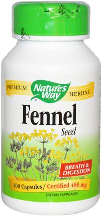 Fennel Seed, 480 mg, 100 Capsules by Natures Way, 補品，草藥 HK 香港