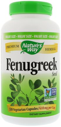Fenugreek Seed, 610 mg, 320 Vegetarian Capsules by Natures Way, 草藥，健康，胡蘆巴 HK 香港