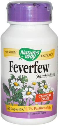 Feverfew, Standardized, 60 Capsules by Natures Way, 健康，頭痛 HK 香港