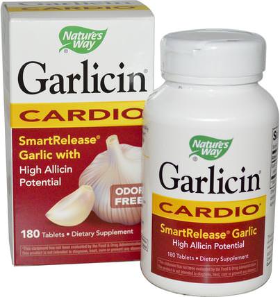 Garlicin, Cardio, Odor Free, 180 Tablets by Natures Way, 補充劑，抗氧化劑 HK 香港