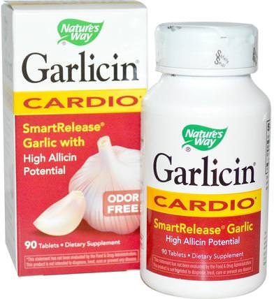 Garlicin, Cardio, Odor Free, 90 Tablets by Natures Way, 補充劑，抗氧化劑 HK 香港