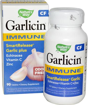 Garlicin CF, Immune, Odor Free, 90 Tablets by Natures Way, 補充劑，抗氧化劑，抗生素，大蒜 HK 香港