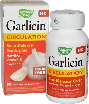 Garlicin HC, Circulation, Odor Free, 90 Tablets by Natures Way, 補充劑，抗氧化劑 HK 香港
