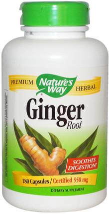 Ginger Root, 550 mg, 180 Capsules by Natures Way, 補品，草藥 HK 香港
