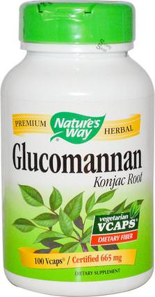 Glucomannan Konjac Root, 665 mg, 100 Veggie Caps by Natures Way, 補品，纖維，葡甘聚醣（魔芋根） HK 香港
