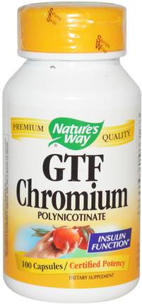 GTF Chromium, Polynicotinate, 100 Capsules by Natures Way, 補充劑，礦物質，鉻gtf（葡萄糖耐量係數） HK 香港