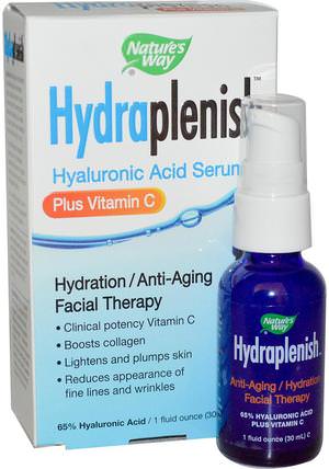 Hydraplenish, Hyaluronic Acid Serum, Plus Vitamin C, 1 fl oz (30 ml) by Natures Way, 補品，美容，抗衰老 HK 香港