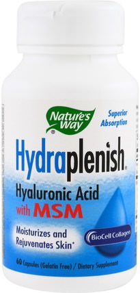 Hydraplenish, Hyaluronic Acid With MSM, 60 Capsules by Natures Way, 補品，美容，抗衰老 HK 香港