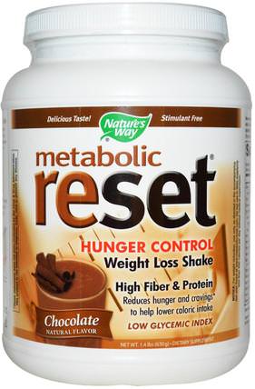 Metabolic Reset Hunger Control Weight Loss Shake, Powder, Chocolate, 1.4 lbs (630 g) by Natures Way, 補充劑，代餐奶昔 HK 香港