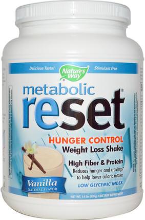 Metabolic Reset Hunger Control Weight Loss Shake, Powder, Vanilla, 1.4 lbs (630 g) by Natures Way, 補充劑，代餐奶昔 HK 香港