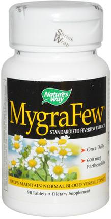 MygraFew, Standardized Feverfew Extract, 90 Tablets by Natures Way, 補品，健康 HK 香港