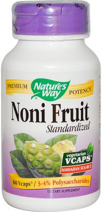 Noni Fruit, Standardized, 60 Veggie Caps by Natures Way, 補充劑，草藥，諾麗果汁提取物 HK 香港