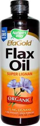 Organic EFAGold, Flax Oil, Super Lignan, 24 fl oz (710 ml) by Natures Way, 補充劑，efa omega 3 6 9（epa dha），dha，epa HK 香港
