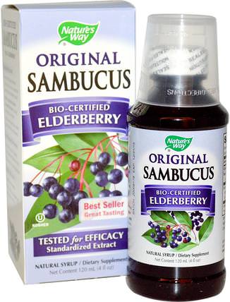 Original Sambucus, Bio-Certified Elderberry, Natural Syrup, 4 fl oz (120 ml) by Natures Way, 健康，免疫支持，感冒和病毒，接骨木（接骨木） HK 香港