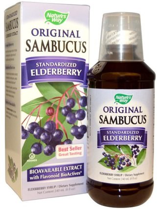 Original Sambucus, Standardized Elderberry, 8 fl oz (240 ml) by Natures Way, 健康，感冒流感和病毒，免疫支持 HK 香港