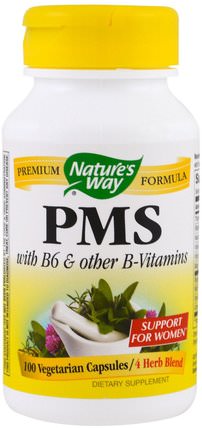 PMS, With B6 and Other B-Vitamins, 100 Vegetarian Capsules by Natures Way, 補充劑，健康，經前綜合症 HK 香港
