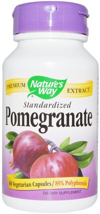 Pomegranate, Standardized, 60 Veggie Caps by Natures Way, 補充劑，抗氧化劑，石榴汁提取物 HK 香港