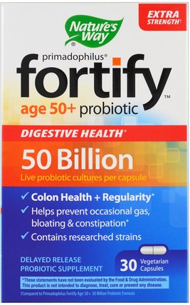Primadophilus, Fortify, Age 50+ Probiotic, Extra Strength, 30 Veggie Capsules by Natures Way, 補充劑，益生菌 HK 香港