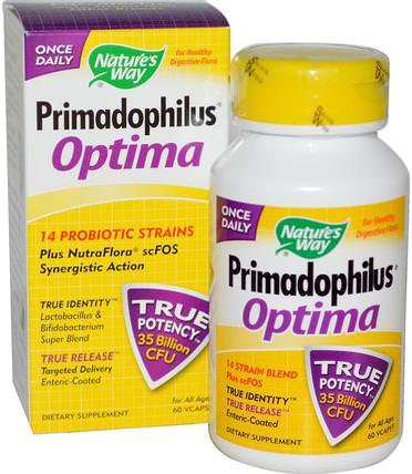 Primadophilus Optima, For All Ages, 60 Veggie Caps by Natures Way, 補充劑，益生菌，冰冷藏產品 HK 香港