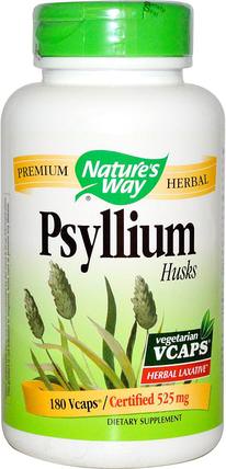 Psyllium, Husks, 525 mg, 180 Veggie Caps by Natures Way, 補品，纖維，洋車前子殼 HK 香港
