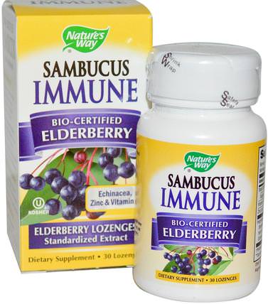 Sambucus Immune, Bio-Certified Elderberry Lozenges, 30 Lozenges by Natures Way, 健康，感冒流感和病毒，接骨木（接骨木） HK 香港