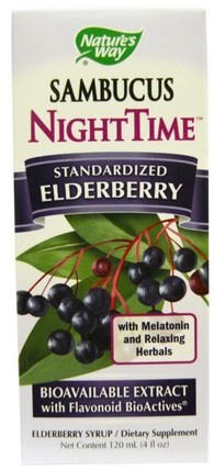 Sambucus, NightTime, Standardized Elderberry, 4 fl oz (120 ml) by Natures Way, 健康，感冒流感和病毒，接骨木（接骨木） HK 香港