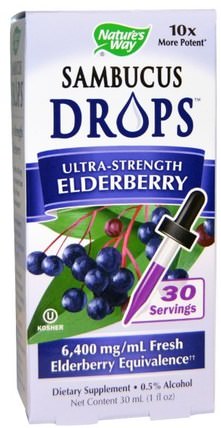 Sambucus, Ultra-Strength Elderberry, 1 fl oz (30 ml) by Natures Way, 健康，感冒流感和病毒，接骨木（接骨木） HK 香港