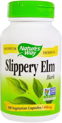 Slippery Elm Bark, 400 mg, 100 Veggie Caps by Natures Way, 草藥，滑榆樹 HK 香港